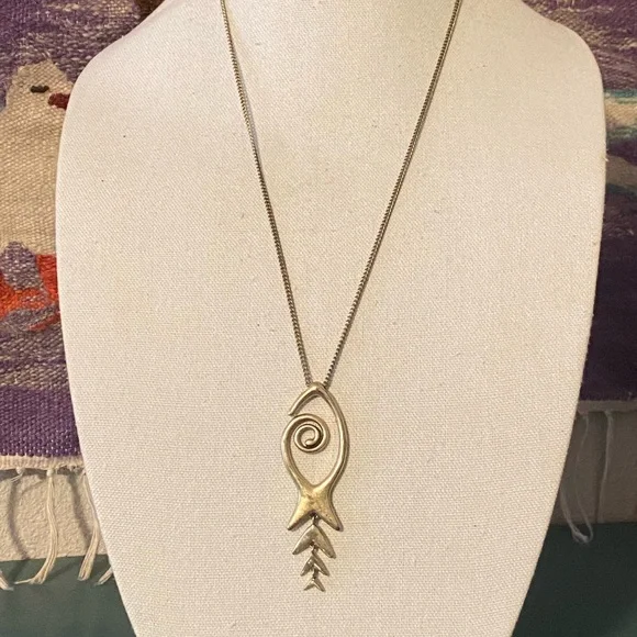 Lucky Brand Gold Bohemian Style Bone Fish Pendant Necklace - Picture 4 of 8